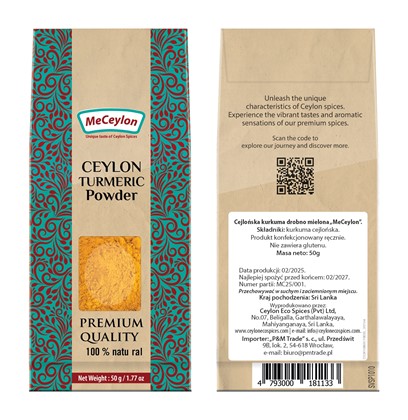 KURKUMA CEJLOŃSKA 50g BEZ GLUTENU PREMIUM