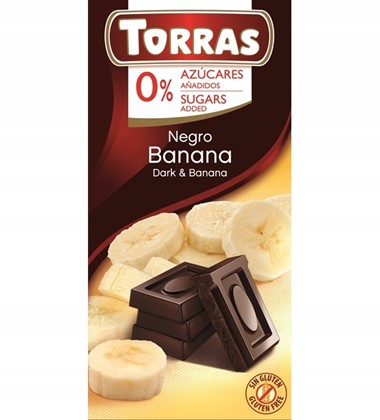 Czekolada gorzka z bananami bez cukru 75g Torras