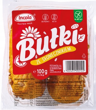 INCOLA bułki ze słonecznikiem bezglutenowe