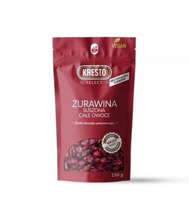 Żurawina suszona całe owoce select 150g Kresto