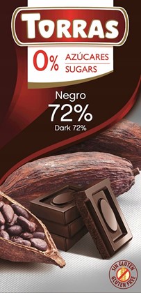 Czekolada gorzka 72% kakao bez cukru 75g Torras
