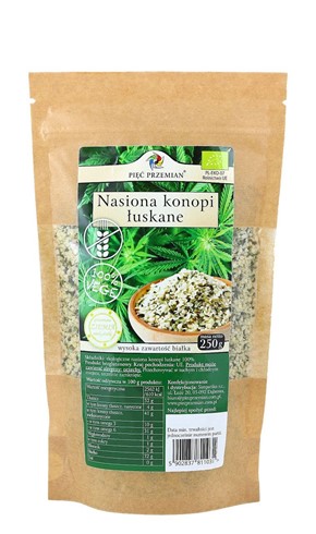 BIO nasiona konopi łuskane masa netto 250g
