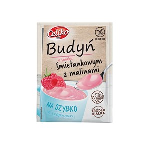 CELIKO budyń na szybko śmietankowy z malinami