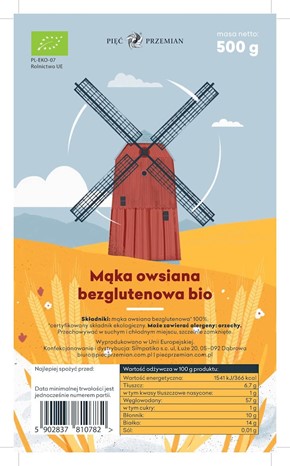 Pięć Przemian mąka owsiana BIO bezglutenowa