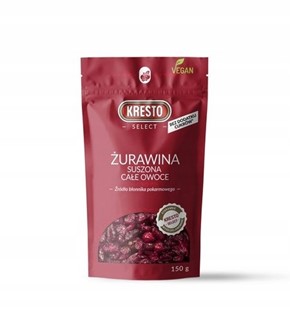 Żurawina suszona całe owoce select 150g Kresto