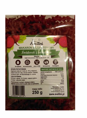 Avellini MAKARON BEZGLUTENOWY świderki burak